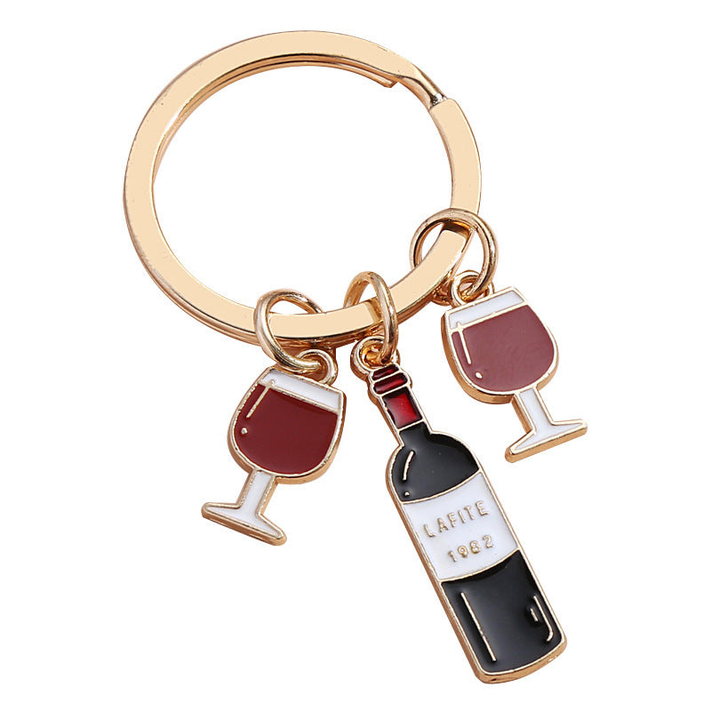 Wholesale Red Wine Beer Oil Drop Alloy Keychain