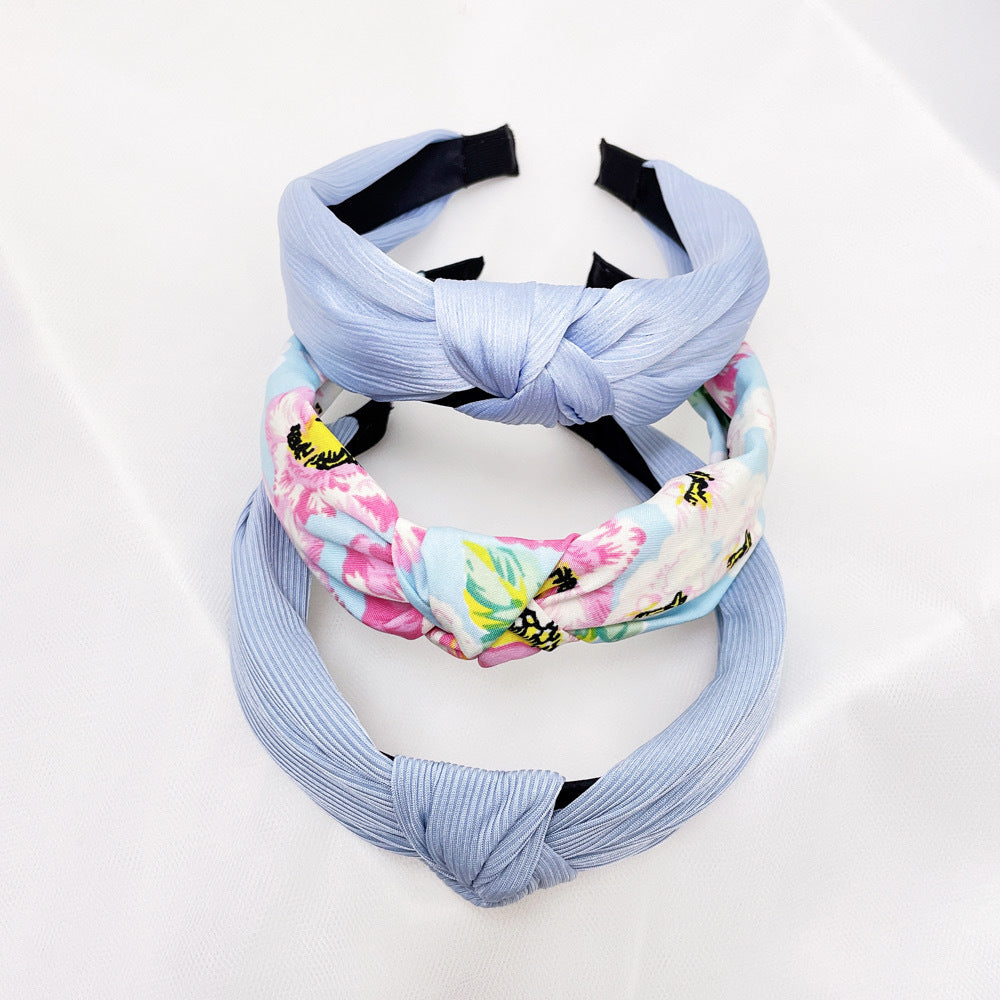 Wholesale Fabric flower cross knot wide edge headband