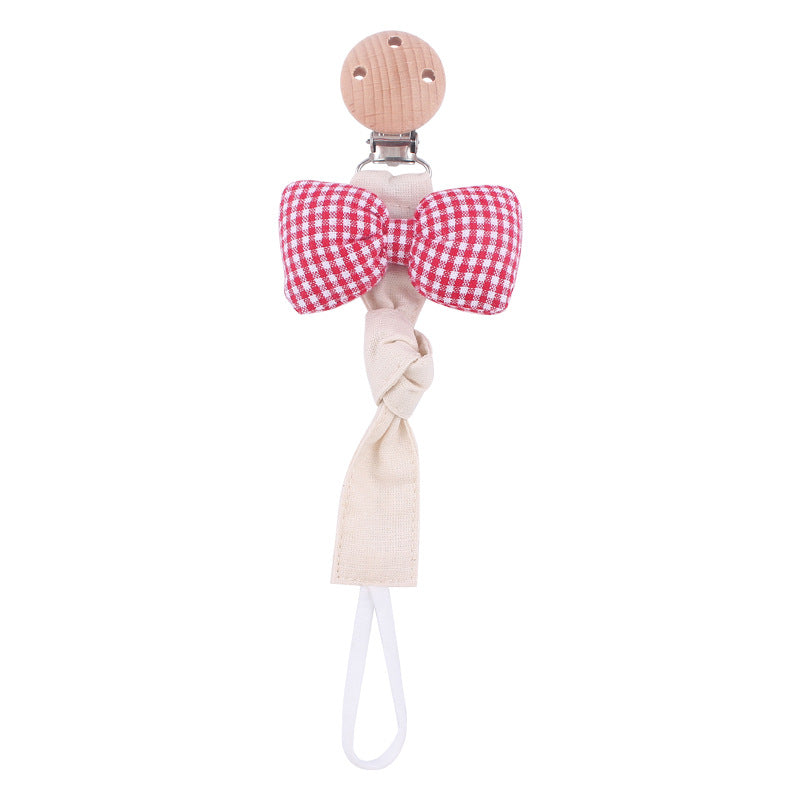 Wholesale Baby Beech Clip Soothing Cotton and Linen Ribbon Bow Pacifier Rope Chain