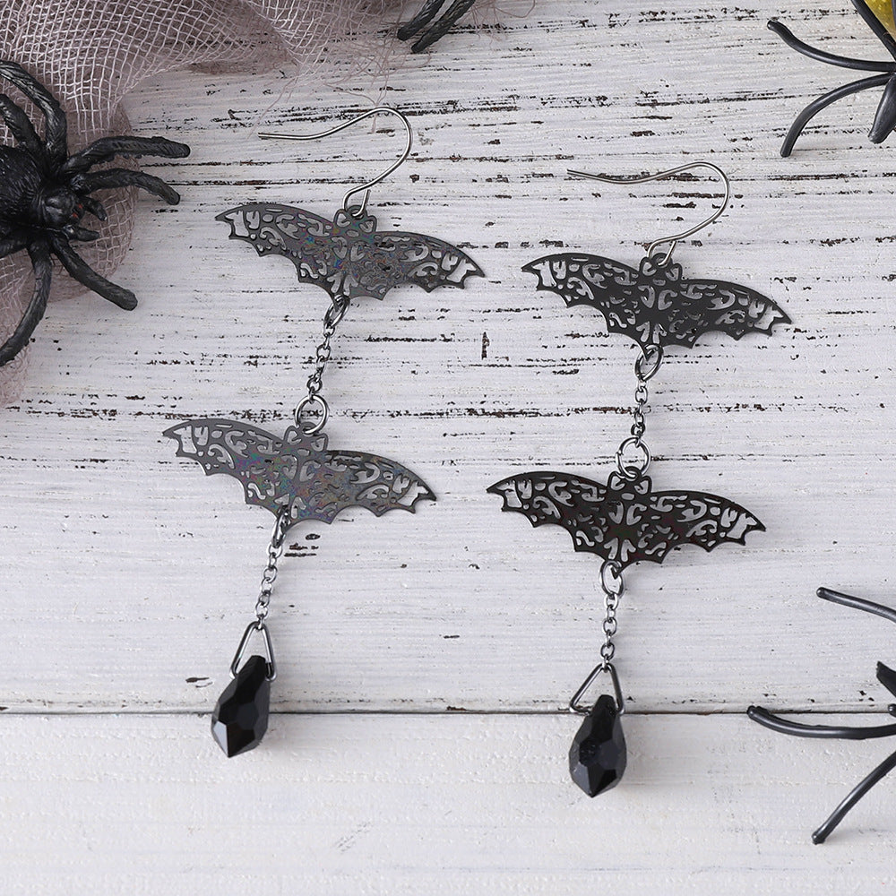 Wholesale Dark Gothic Bat Pendant Personality Exaggerated Tassel Earrings