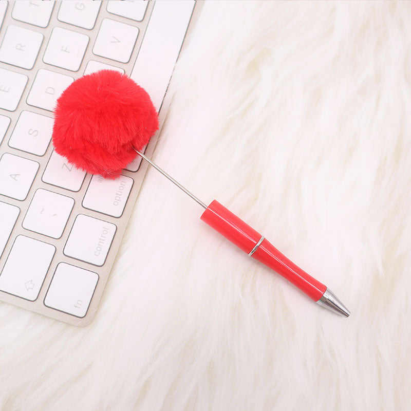 Wholesale 500pcs Beadable Pens Pom Pom Beadable Pen Leopard Print Plush Multicolor DIY Fluffy Pens