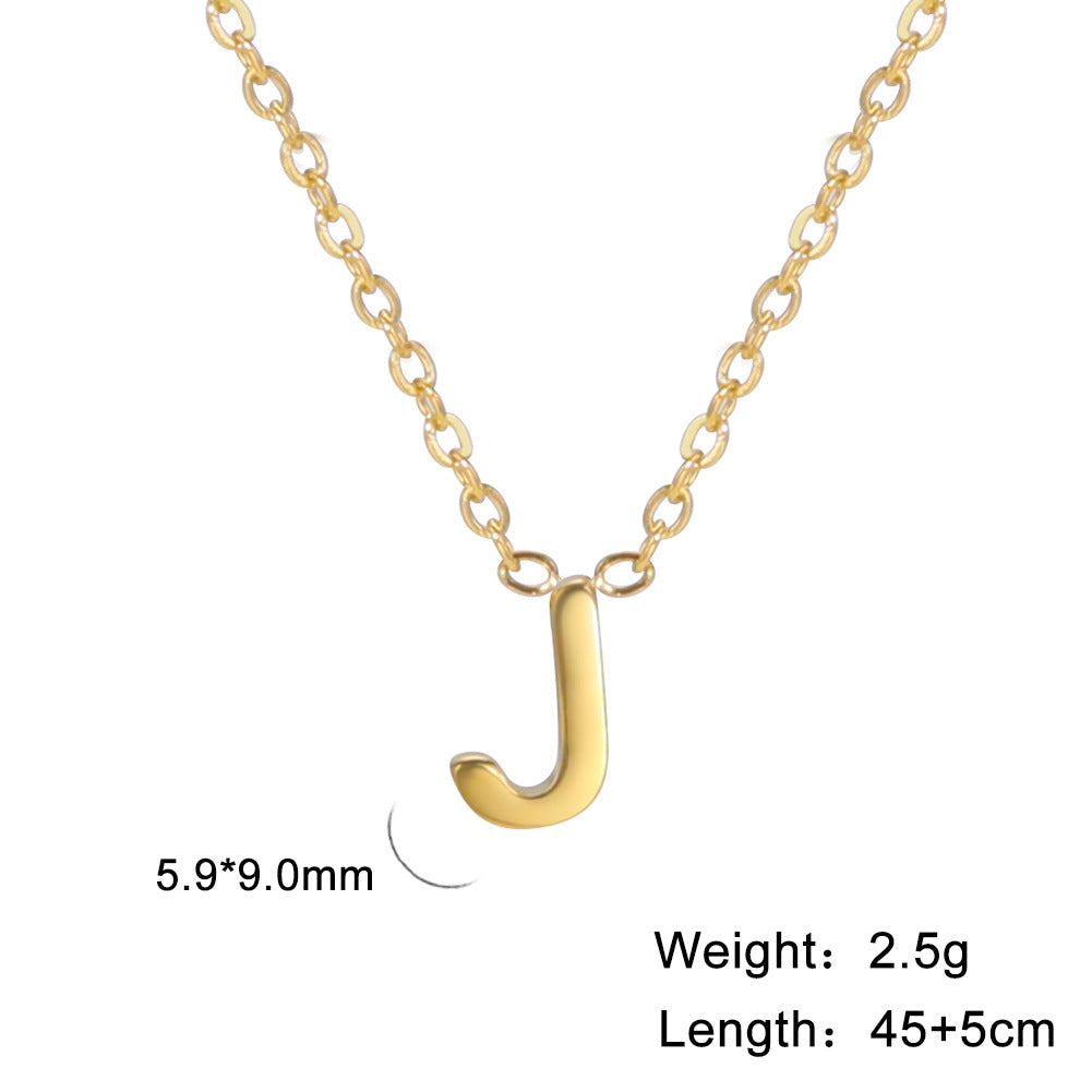 Wholesale 26 Letters Gold 18k Real Gold Electroplated 304 Stainless Steel Necklace