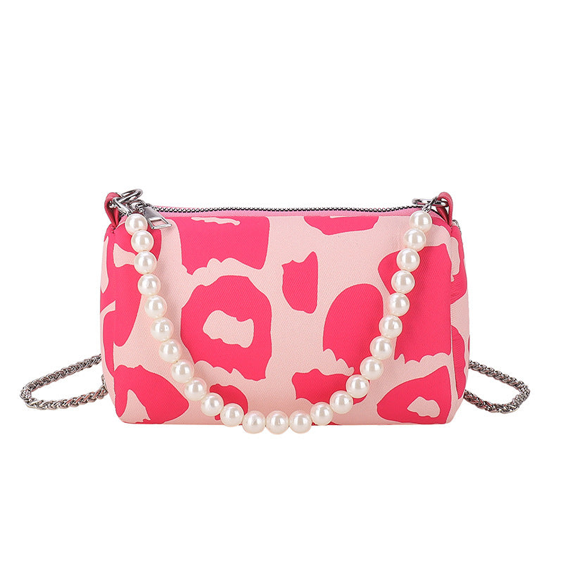 Wholesale Cow Pattern Crossbody Bag Pearl Chain Shoulder Bag