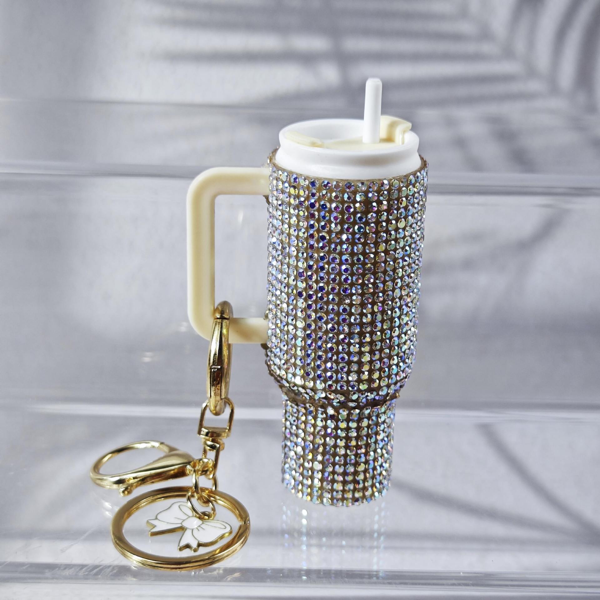 Wholesale  Mini Ice cup Keychain Diamond New Product Keychain Pendant Mother's Day Keychain Can Hold Lipstick Backpack Pendant