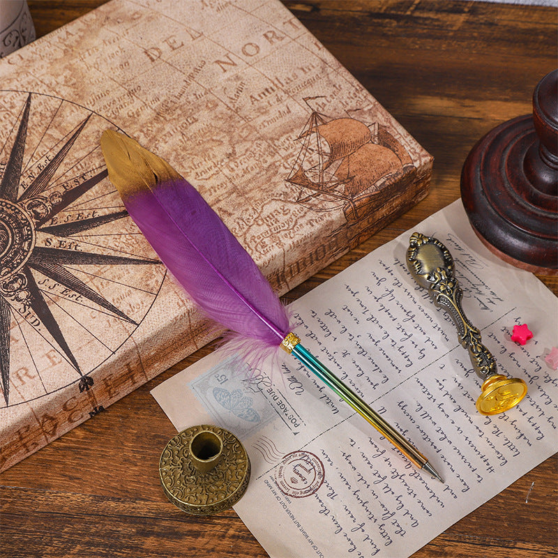 Wholesale 10pcs/pack Gradient Color Feather Pen Ballpoint Pen