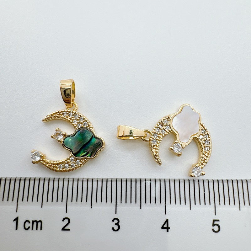 Wholesale Golden Natural Shell Abalone Shell Bear  Bracelet Necklace DIY Pendant