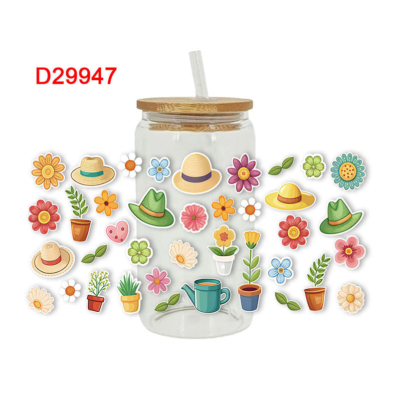 Wholesale Cross Flower Tree Daily Series 16oz Cup UV DTF Wraps