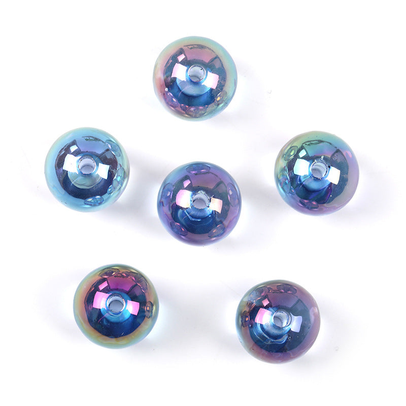 Wholesale 100pcs 16mm Acrylic Color UV Electroplating Round Beads Diy Jewelry Accessories Beads