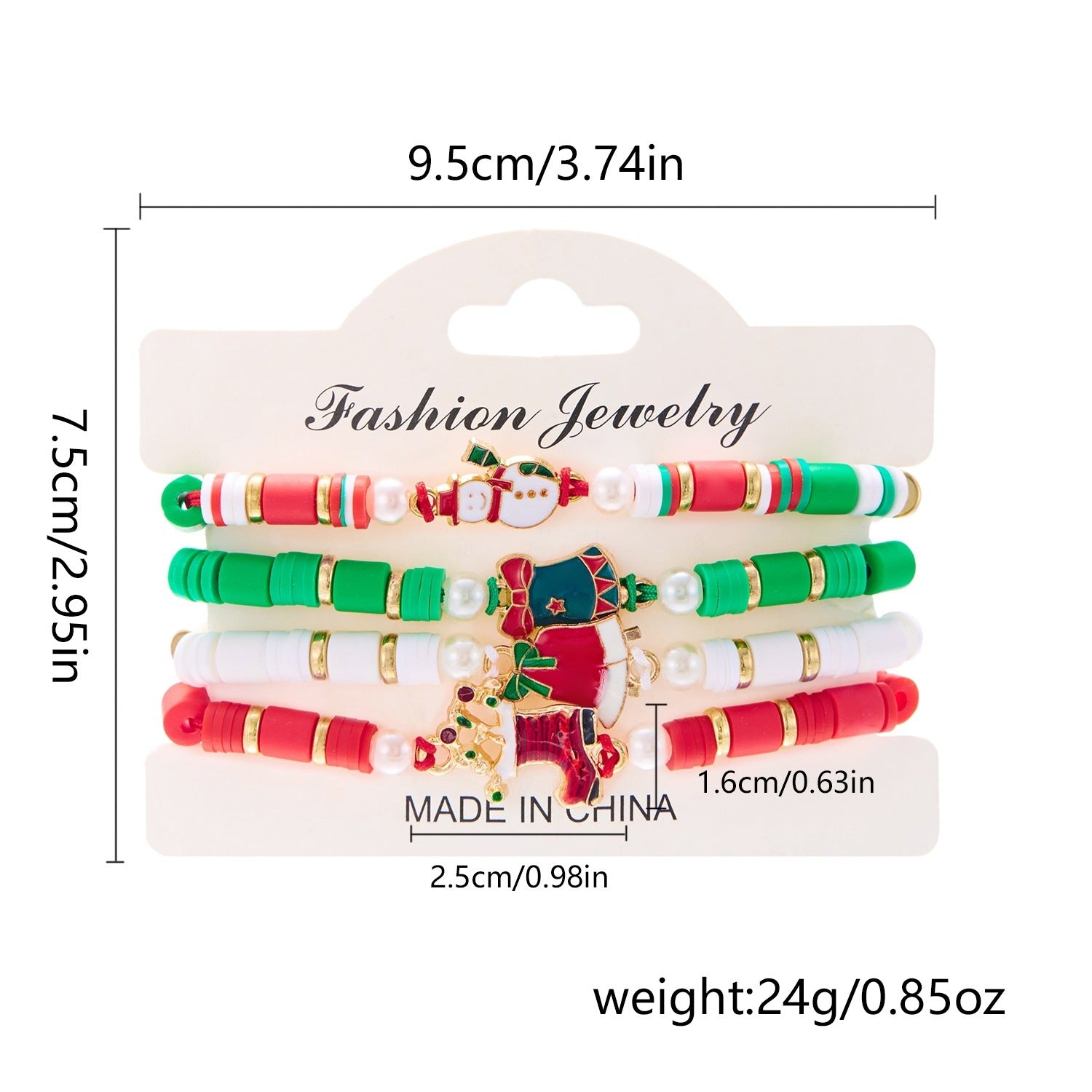 Wholesale Christmas colorful braided polymer clay combination bracelet