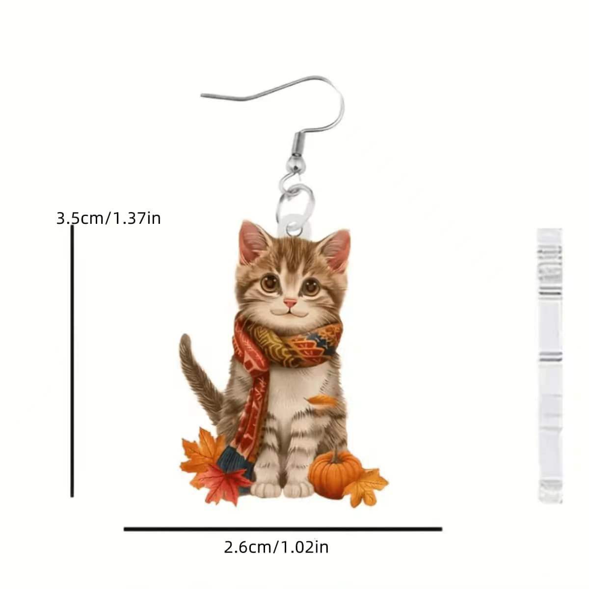 Wholesale Thanksgiving Cat Acrylic Earrings