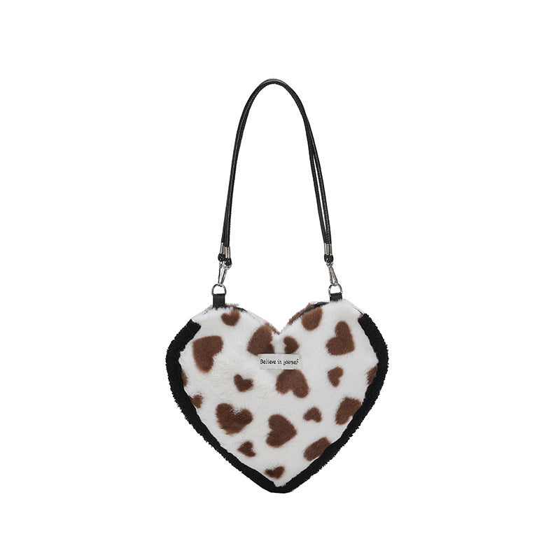 Wholesale 2023 Winter New Simple Heart-shaped Plush Shoulder Bag