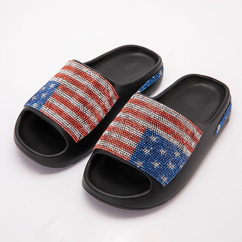Wholesale American Independent Coconut Slippers with Diamonds