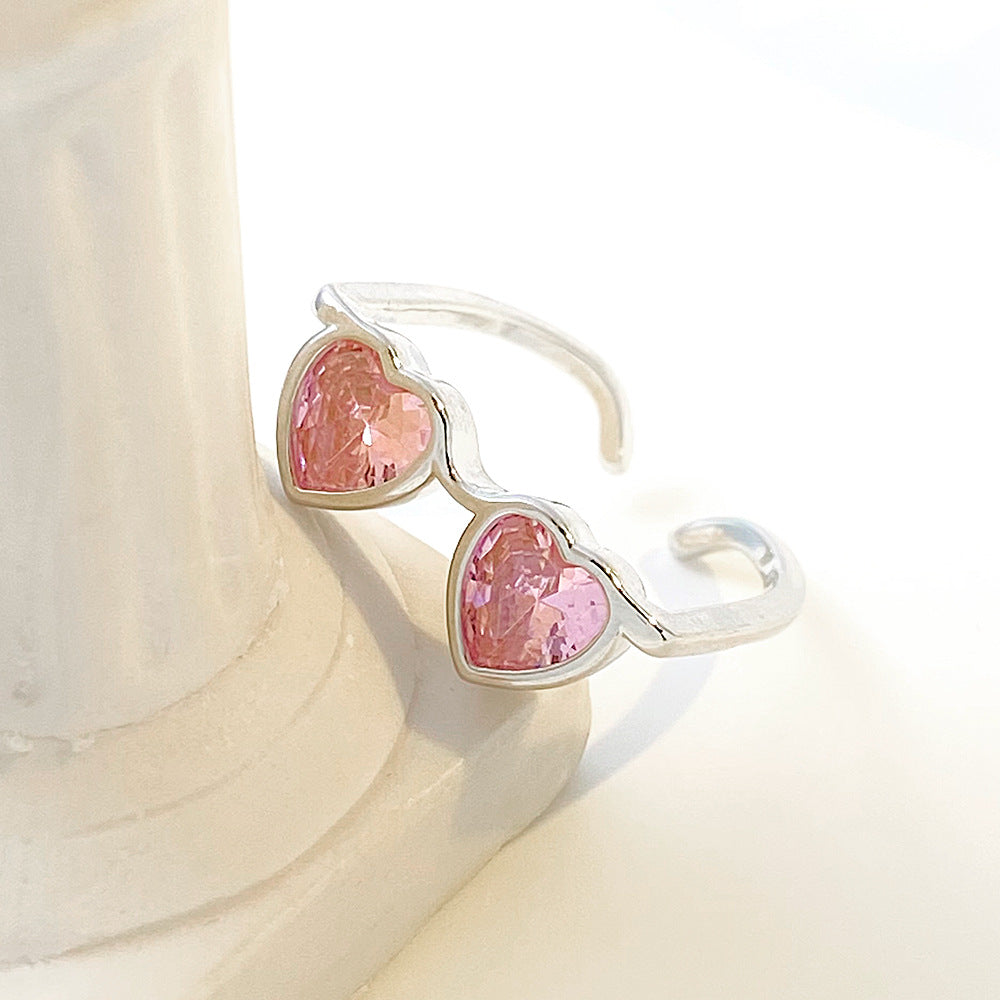 Wholesale of New Heart-shaped Zircon Glasses Alloy Rings