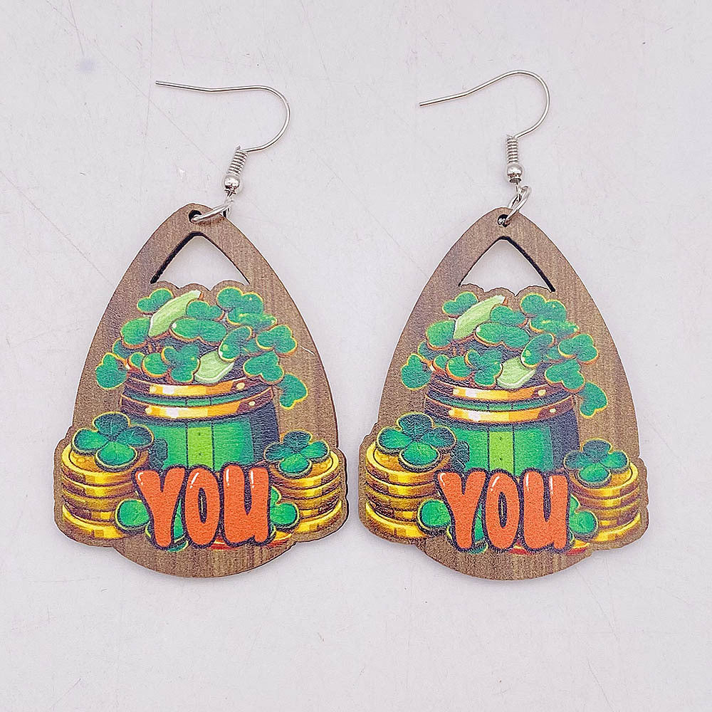 Wholesale New St. Parcret festival Green lucky grass rainbow beard earrings