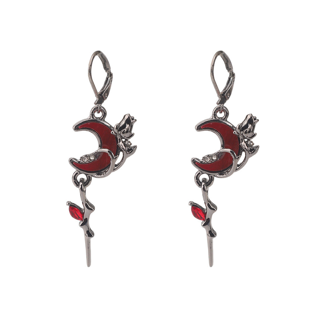 Wholesale Dark Gothic Red Love Cross Butterfly Earrings
