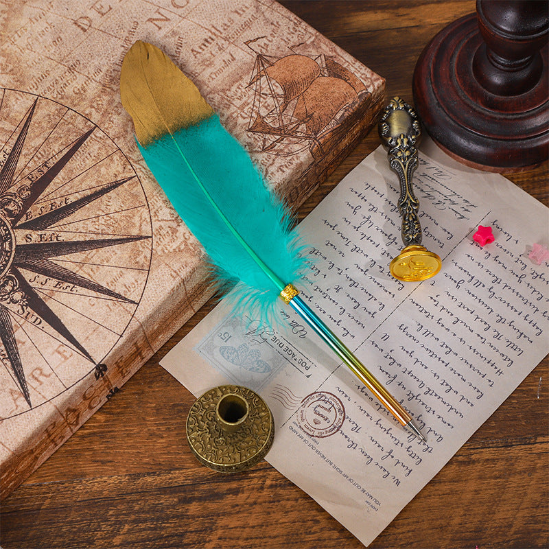 Wholesale 10pcs/pack Gradient Color Feather Pen Ballpoint Pen