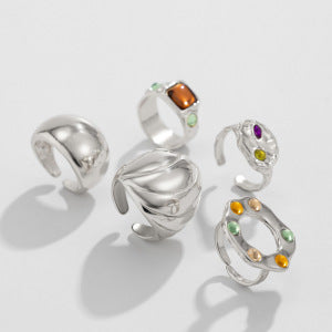 Wholesale Geometric Retro Irregular Diamond Set Ring Set