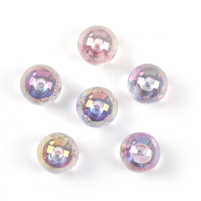Wholesale 100pcs 16mm Acrylic Color UV Electroplating Round Beads Diy Jewelry Accessories Beads
