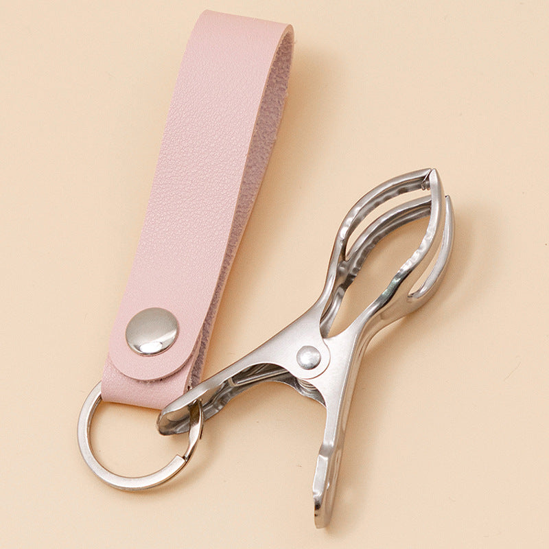 Wholesale Stainless Steel Clip Buckle Retro Leather Car Keychain