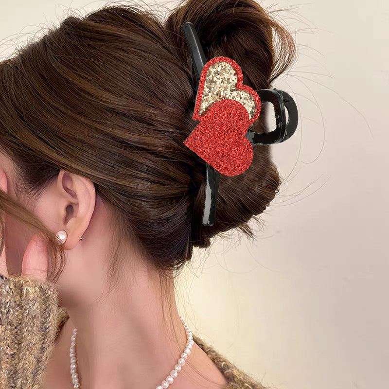 Wholesale Valentine's Day Series Gold Powder Cloth Shiny Cupid Love DIY Grab Clip Hair Accessories Duckbill Clip