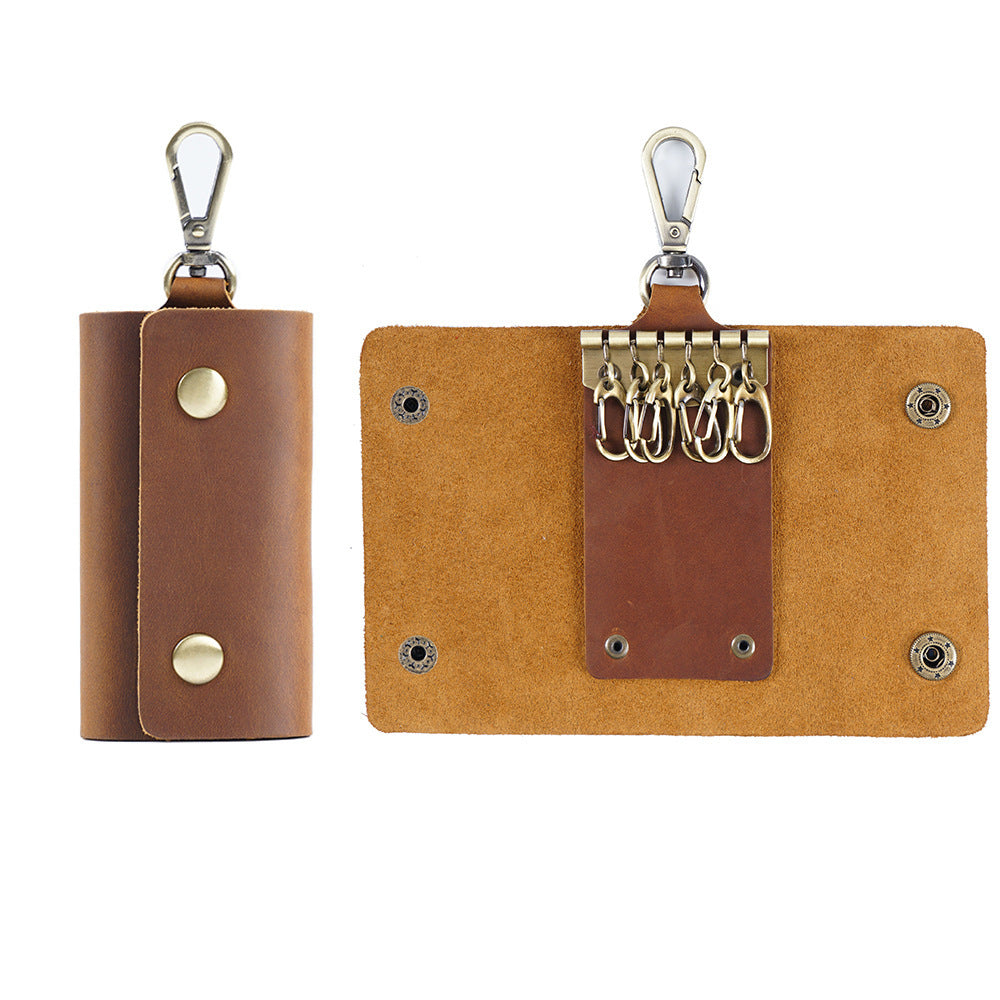Wholesale Casual Vintage Top Layer Cowhide Multifunctional Leather Keychain