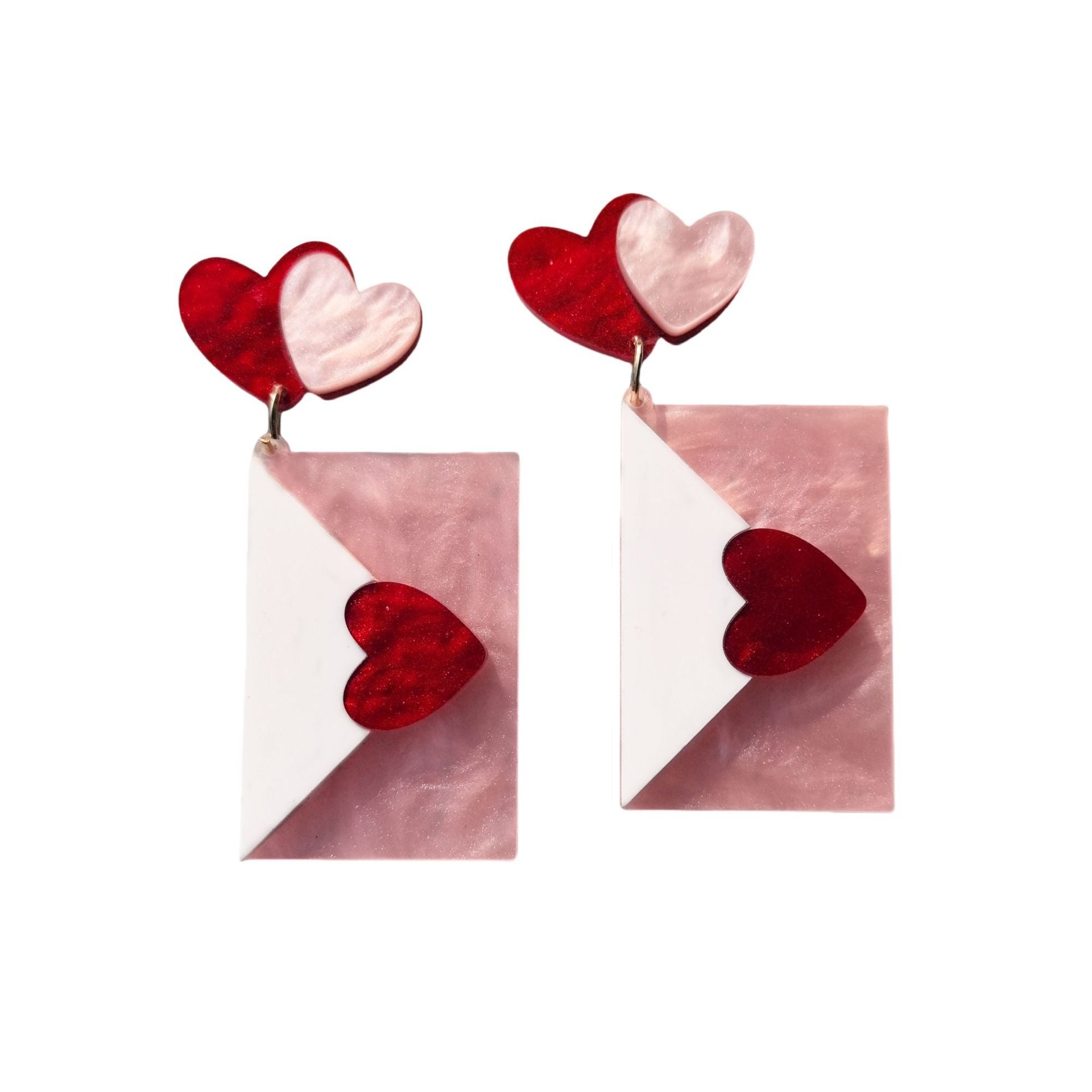 Wholesale Valentine' s Day Red Pink Love Envelope Acrylic Earrings