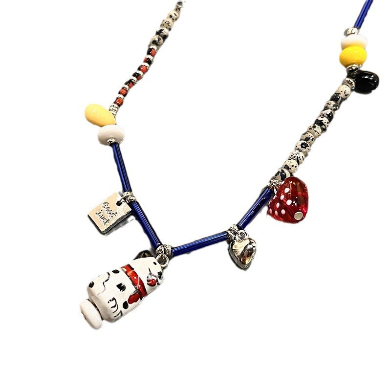 Wholesale Design All-match Contrast Color Commuter Dalmatian Colorful Beaded Necklaces