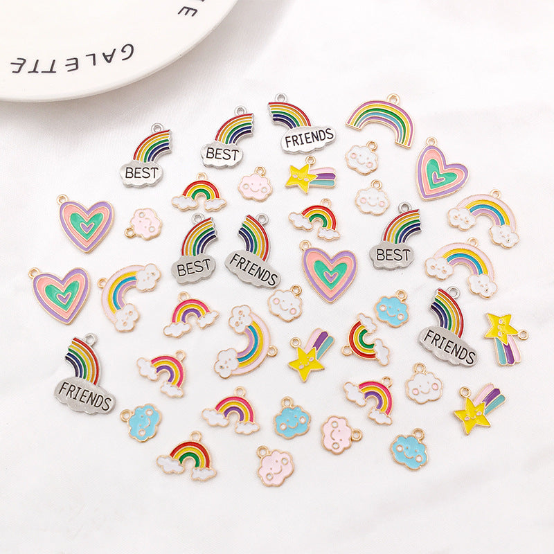 Wholesale Rainbow Cloud Sunflower Meteor Alloy Drip Oil Pendant DIY Necklace Pendant Accessories