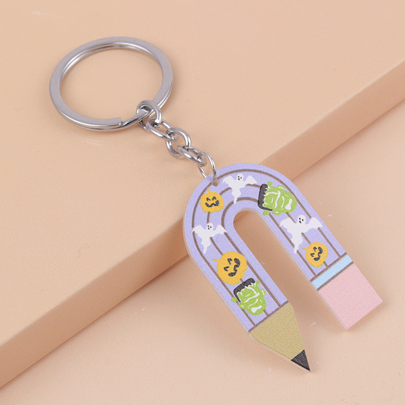 Wholesale Halloween Ghost U-shaped Pencil Acrylic Keychain