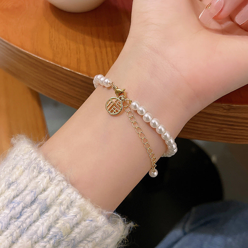Wholesale Girls Retro Niche Temperament Pearl Bracelet
