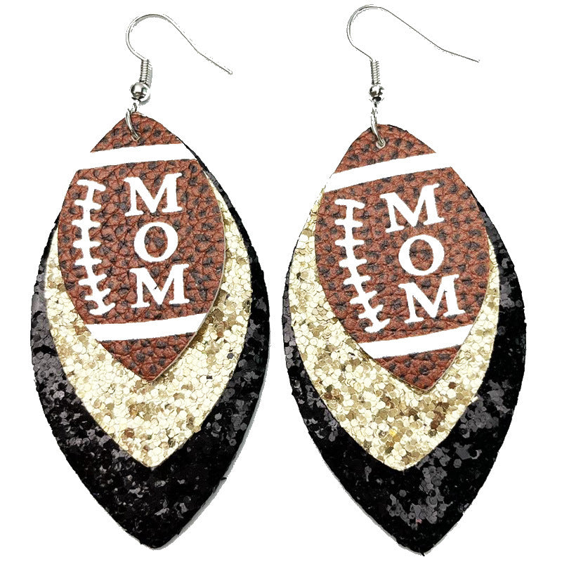 Wholesale 2 Pair/Pack Sports Rugby Field Cheer Football Leather Earrings