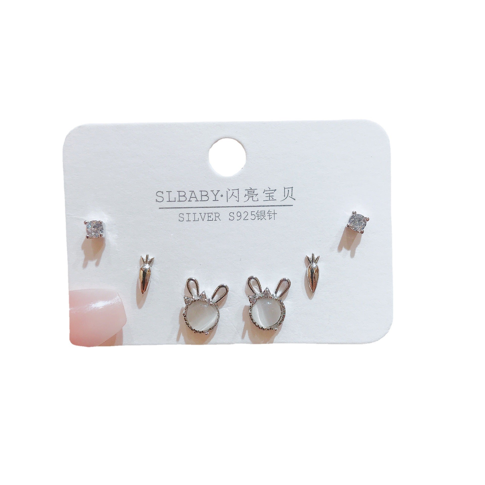 Wholesale cat's eye rabbit small fresh temperament simple sweet cute radish earrings