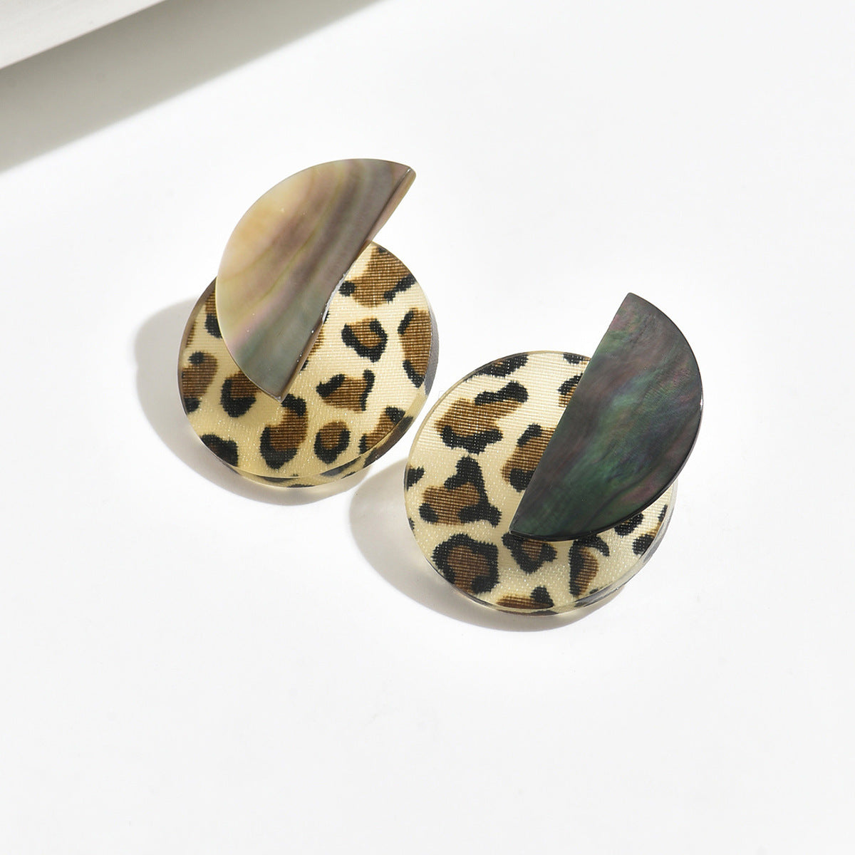 Wholesale Leopard print earrings exaggerated retro C-shaped earrings