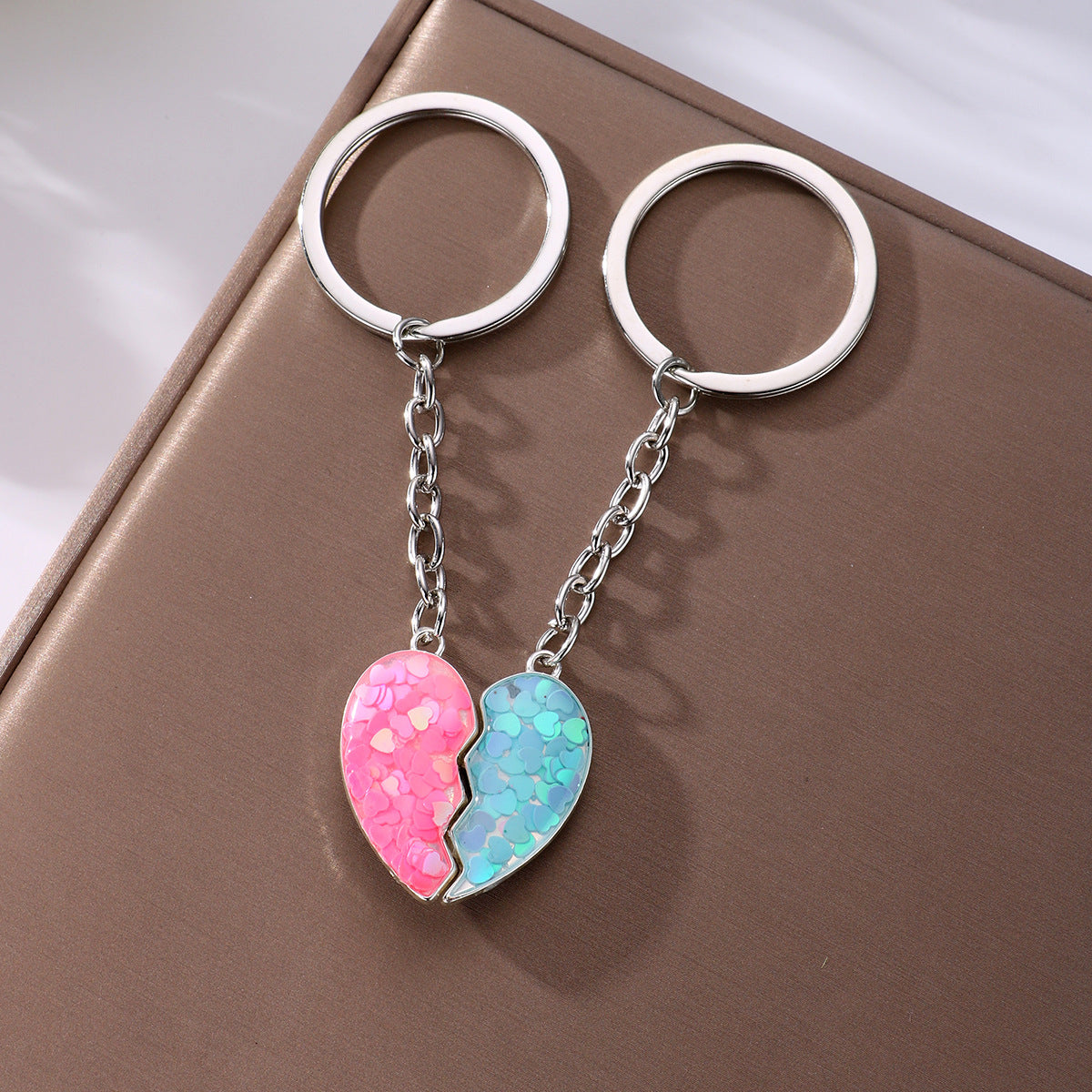 Wholesale Alloy Heart Rainbow Keychain