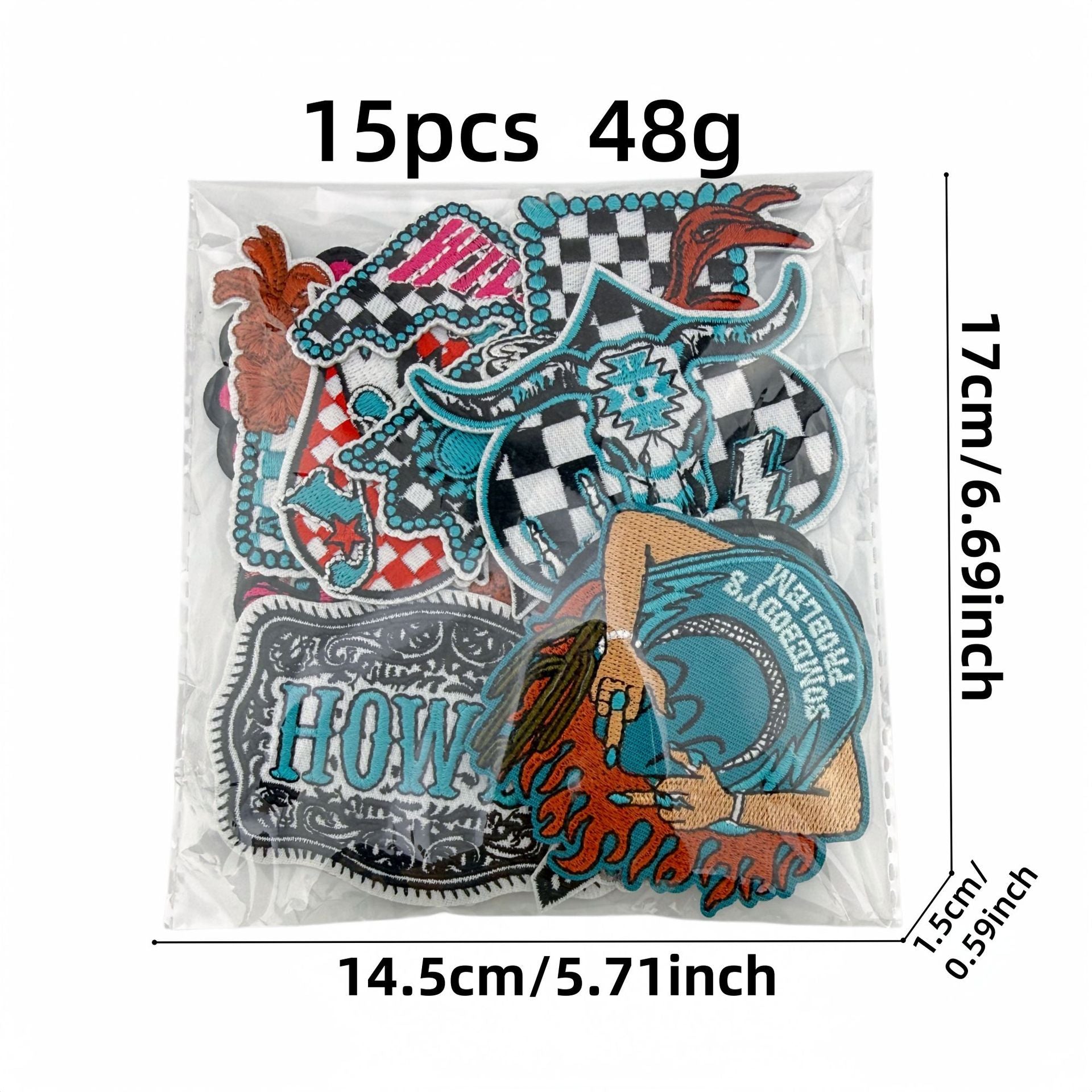 Wholesale Western Style Embroidered Patch Set Skull Checkerboard Design Polyester Thread Fashion Decorative Accessory Gift And Boutique Resale