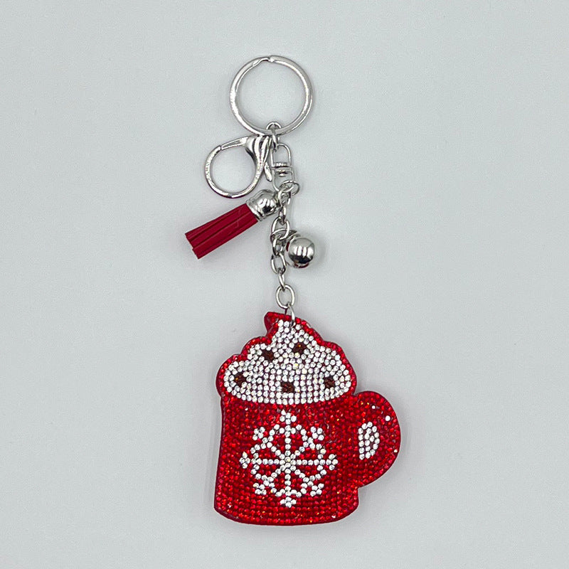 Wholesale Festive Rhinestone Christmas Tree Bag Charm Keychain With Crystal Tassel Trendy Fashion Accessory For Gift And Resale