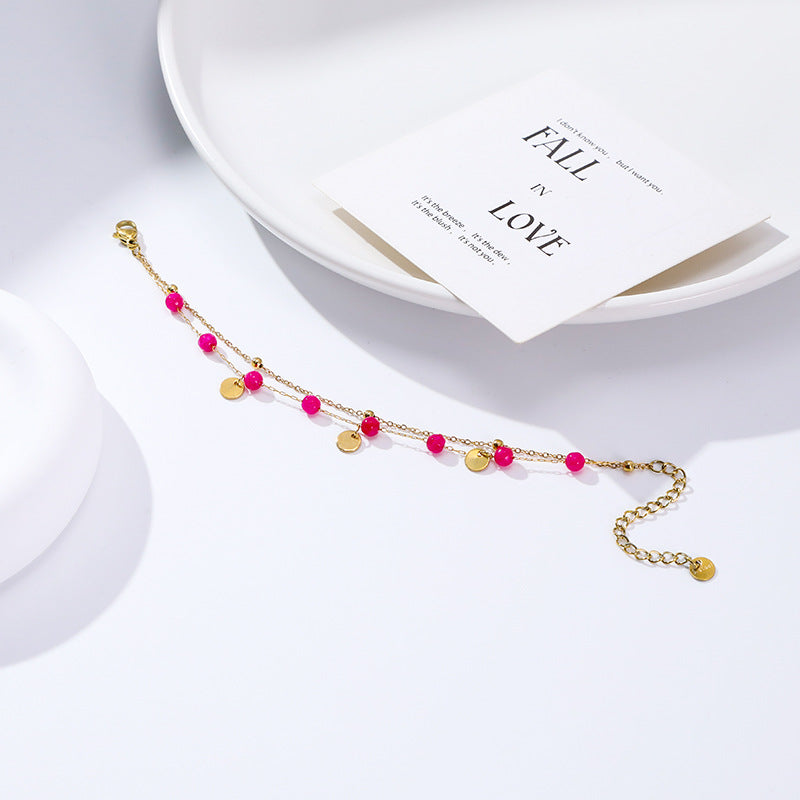 Wholesale Gold Plated Stainless Steel Freshwater Natural Stone Bracelet