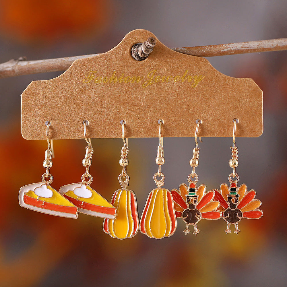 Wholesale Thanksgiving Turkey and Pumpkin Earrings
