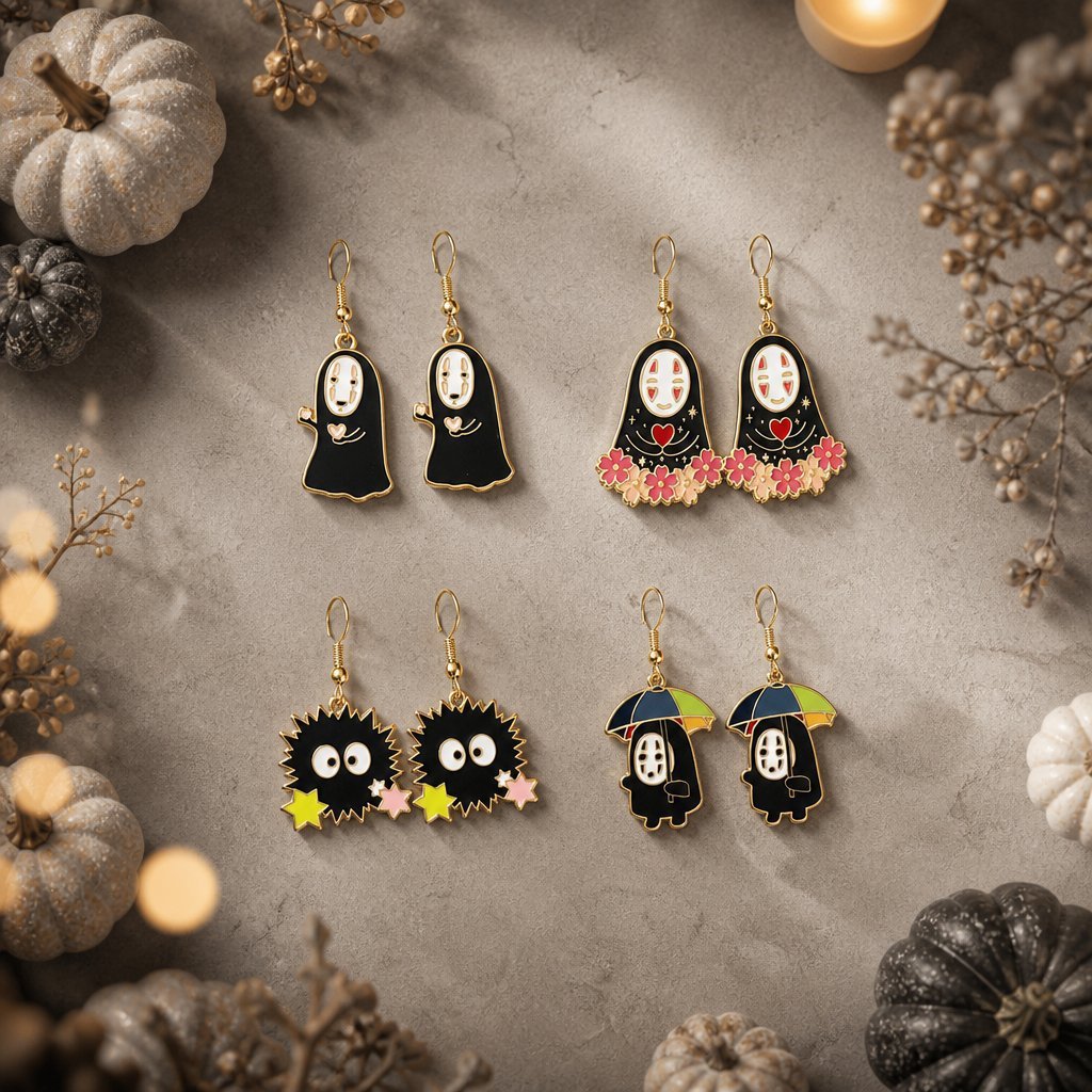 Wholesale Chic Anime Quirky Ghost Earrings With And Soot Design Alloy Plated Jewelry Accessory OLY Exclusive