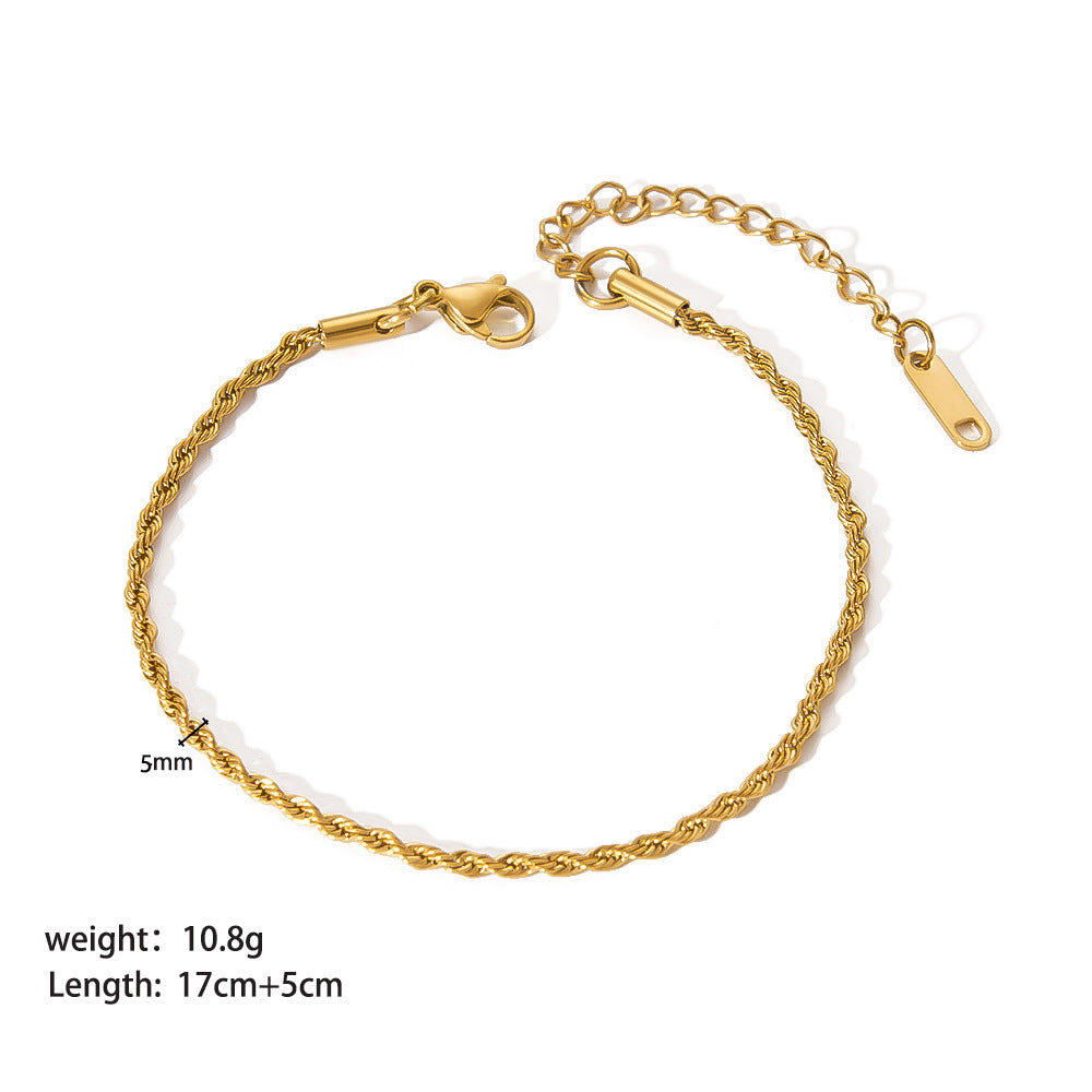 Wholesale Style Titanium Steel 18K Gold Cuban Chain Flat Snake Chain Stainless Steel Bracelet