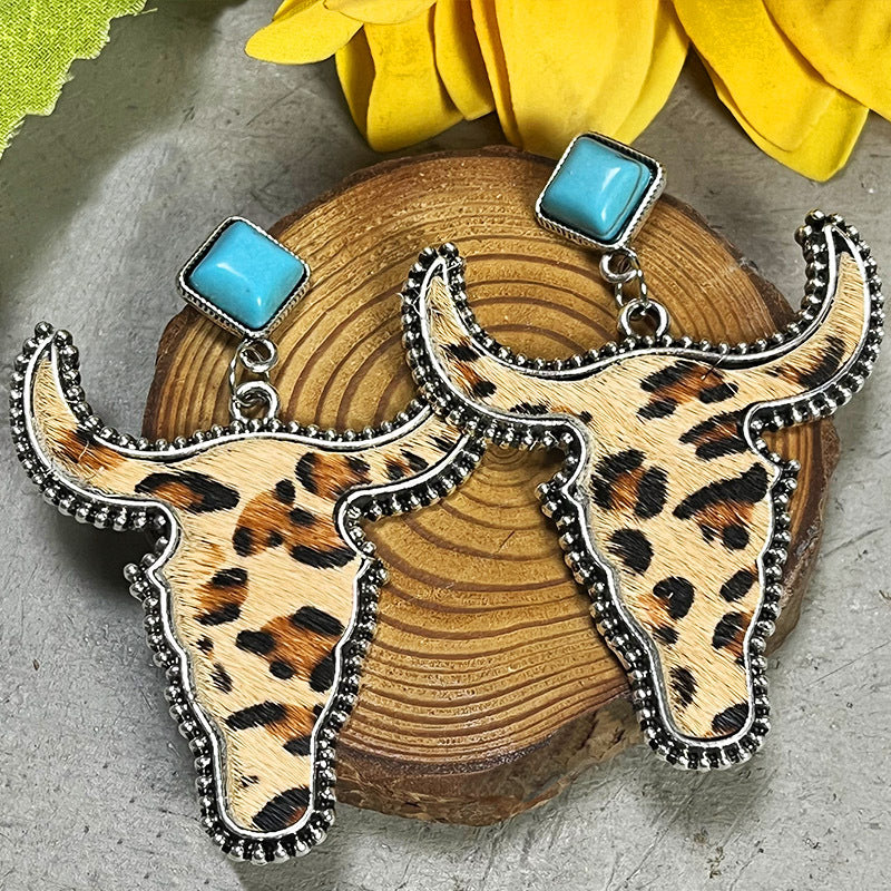 Wholesale Bohemian Bullhead Turquoise Western Style Earrings
