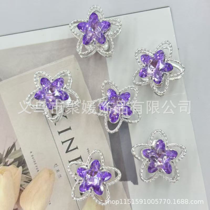 Wholesale 20pcs Alloy Double-sided Hollowed-out Star Beads/ Spacer 3D Crystal Beads