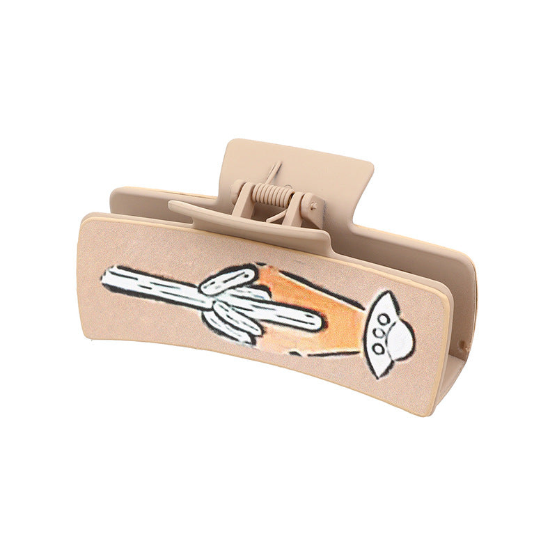 Wholesale Western Denim Wind Cactus Leather Women's Hairpin Grab Clip Shark Clip