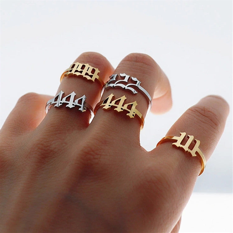 Wholesale Stainless Steel Lucky Number Rings
