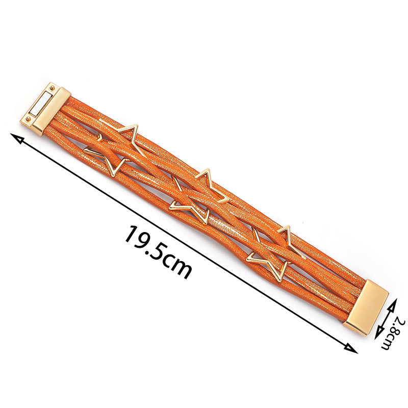 Wholesale Five-pointed star PU leather magnetic buckle bracelet
