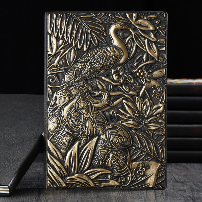 Wholesale Colorful Peacock Embossed Notebook A5 PU Embossed 3D Handbook