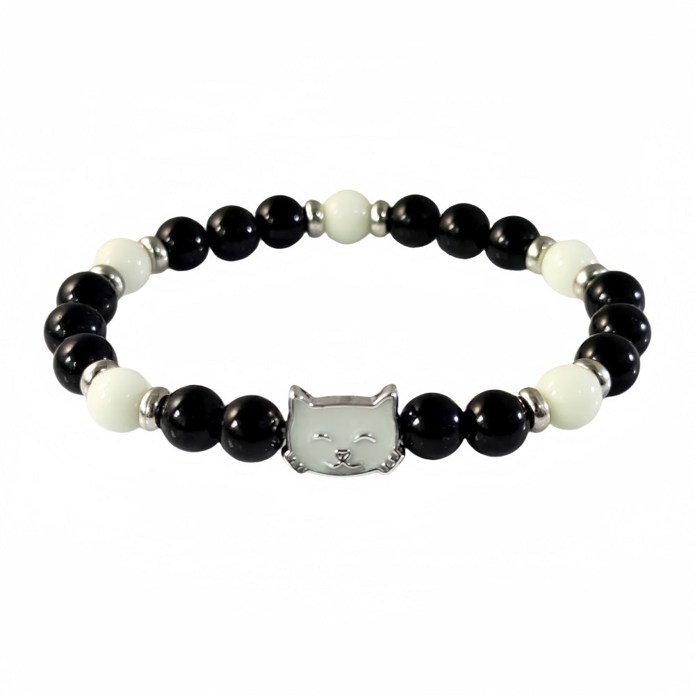 Wholesale Halloween alloy double-sided luminous cat bracelet