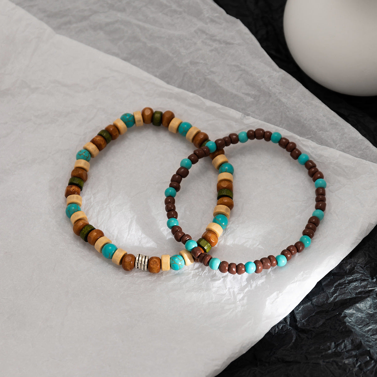 Wholesale Simple Turquoise Wood Beads Men's Bracelet