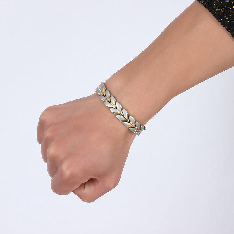 Wholesale Titanium Steel Geometric Detachable Stainless Steel Magnet Gold Plated Bracelet