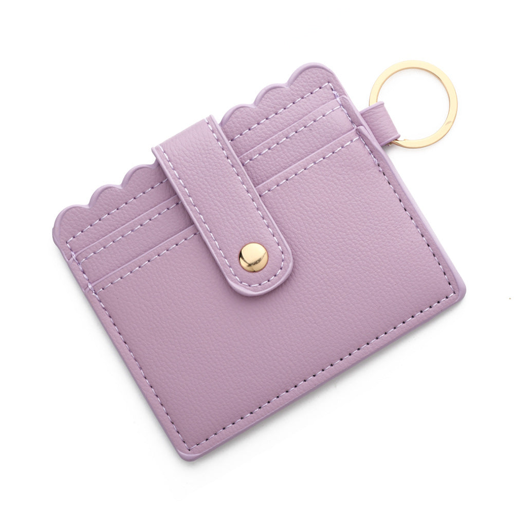 Wholesale Solid Color PU Leather Card Holder Multi-Card Keychain